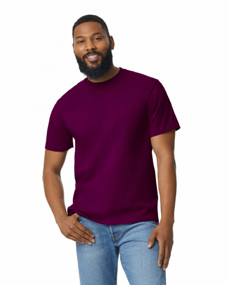 Maroon Gildan 65000 Midweight Men\'s T-Shirts | TBNX34792