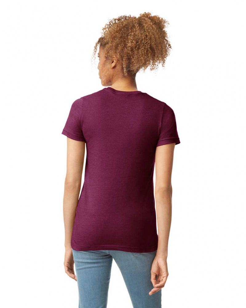 Maroon Mist Gildan 67000L CVC Women's T-Shirts | WYIX17352