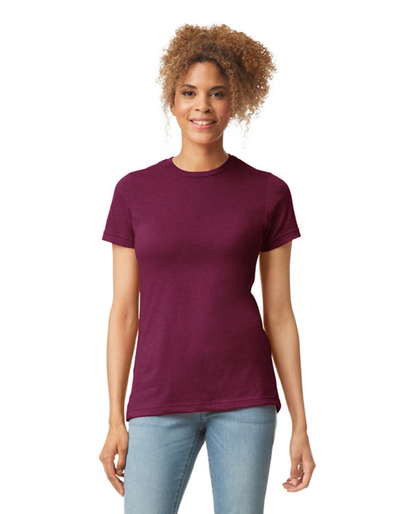 Maroon Mist Gildan 67000L CVC Women\'s T-Shirts | WYIX17352