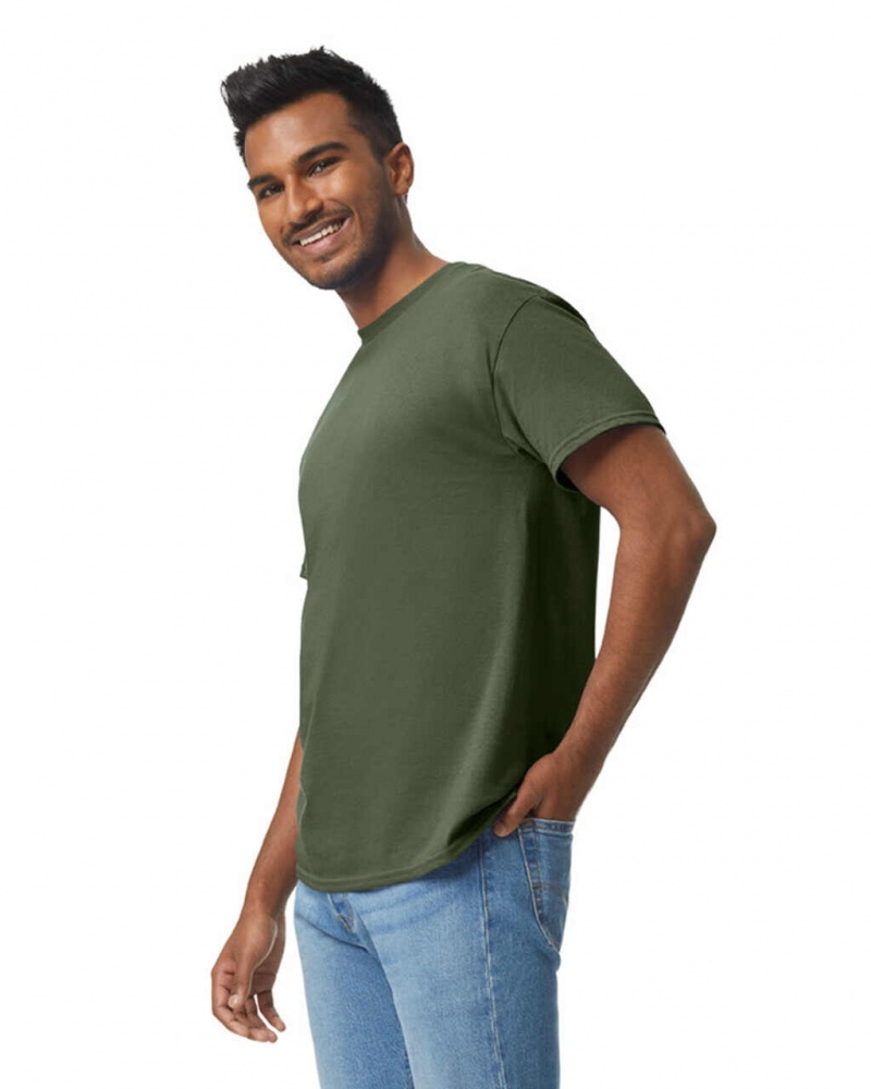 Military Green Gildan 5000 Men's T-Shirts | TQDS20745