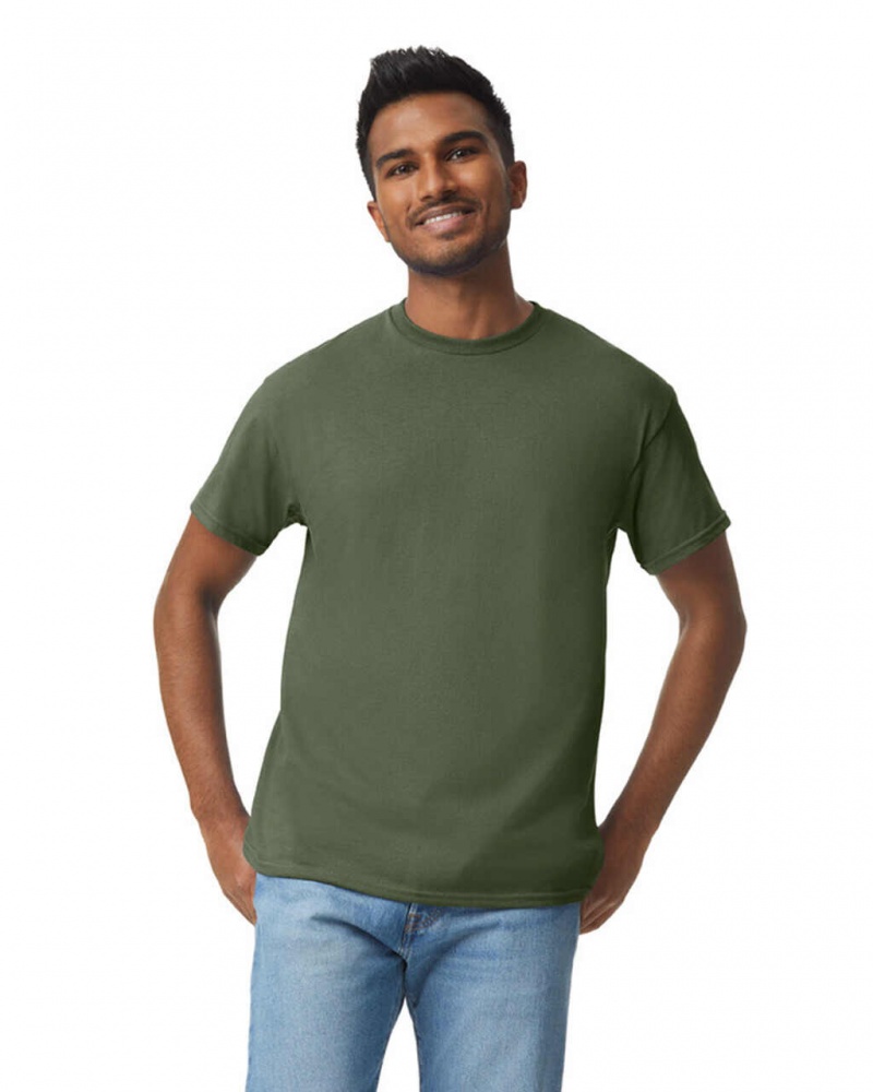 Military Green Gildan 5000 Men\'s T-Shirts | TQDS20745