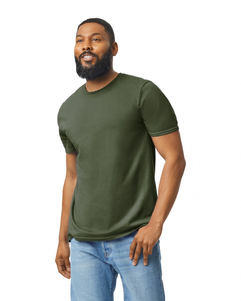 Military Green Gildan 64000 Men's T-Shirts | HJRX71054