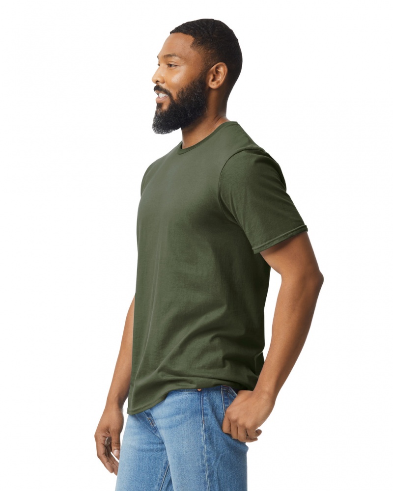 Military Green Gildan 64000 Men\'s T-Shirts | HJRX71054