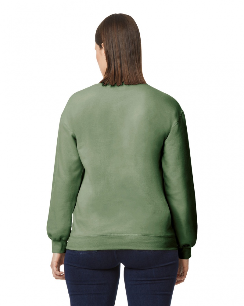 Military Green Gildan SF000 Midweight Fleece Crewneck Women's Sweatshirt | QCDN80657