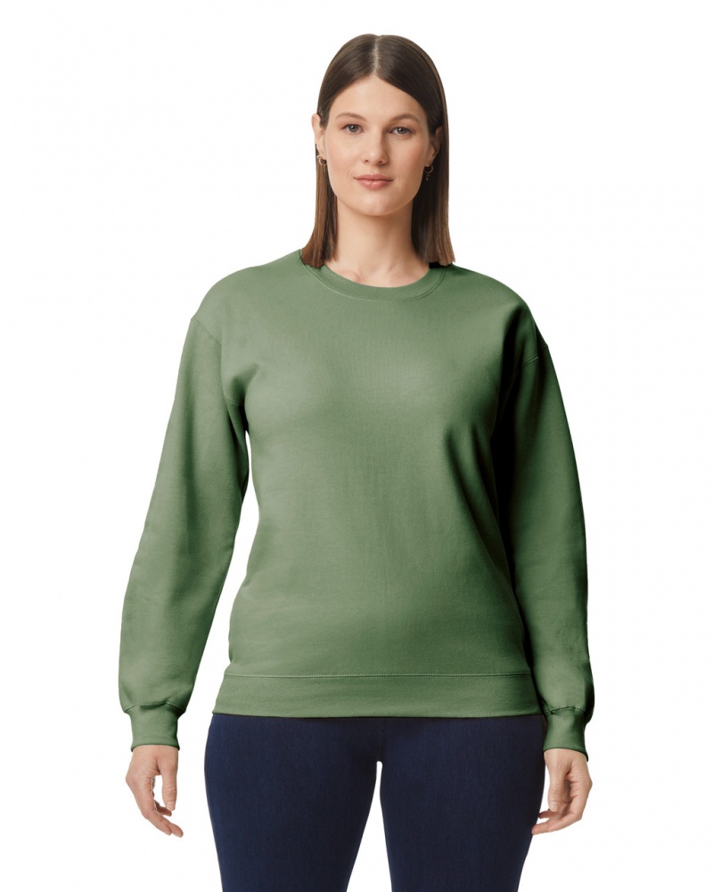 Military Green Gildan SF000 Midweight Fleece Crewneck Women\'s Sweatshirt | QCDN80657