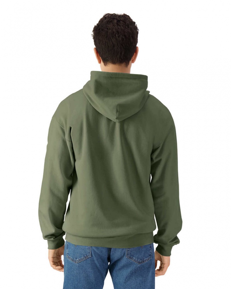 Military Green Gildan SF600 Midweight Fleece Full Zip Hoodie Men's Hoodie | WQDX07632