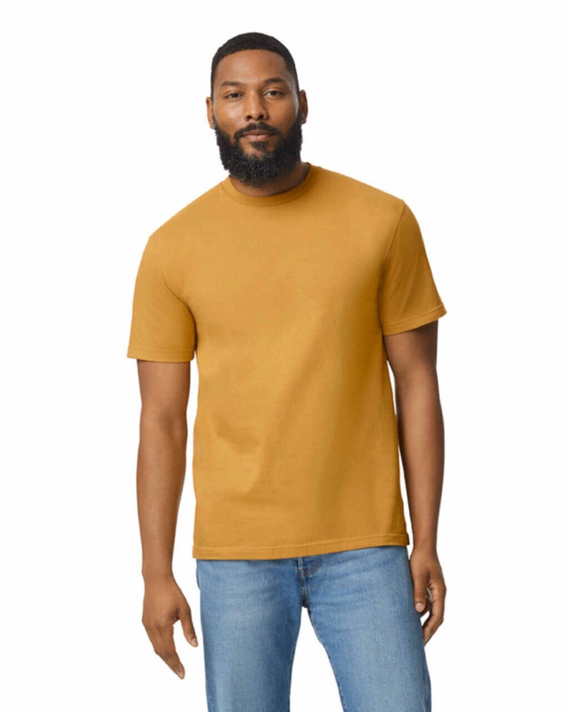 Mustard Gildan 65000 Midweight Men\'s T-Shirts | FLDO38076