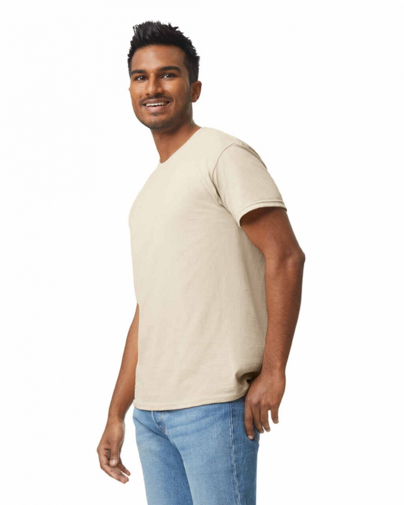 Natural Gildan 5000 Men's T-Shirts | GNBH87391