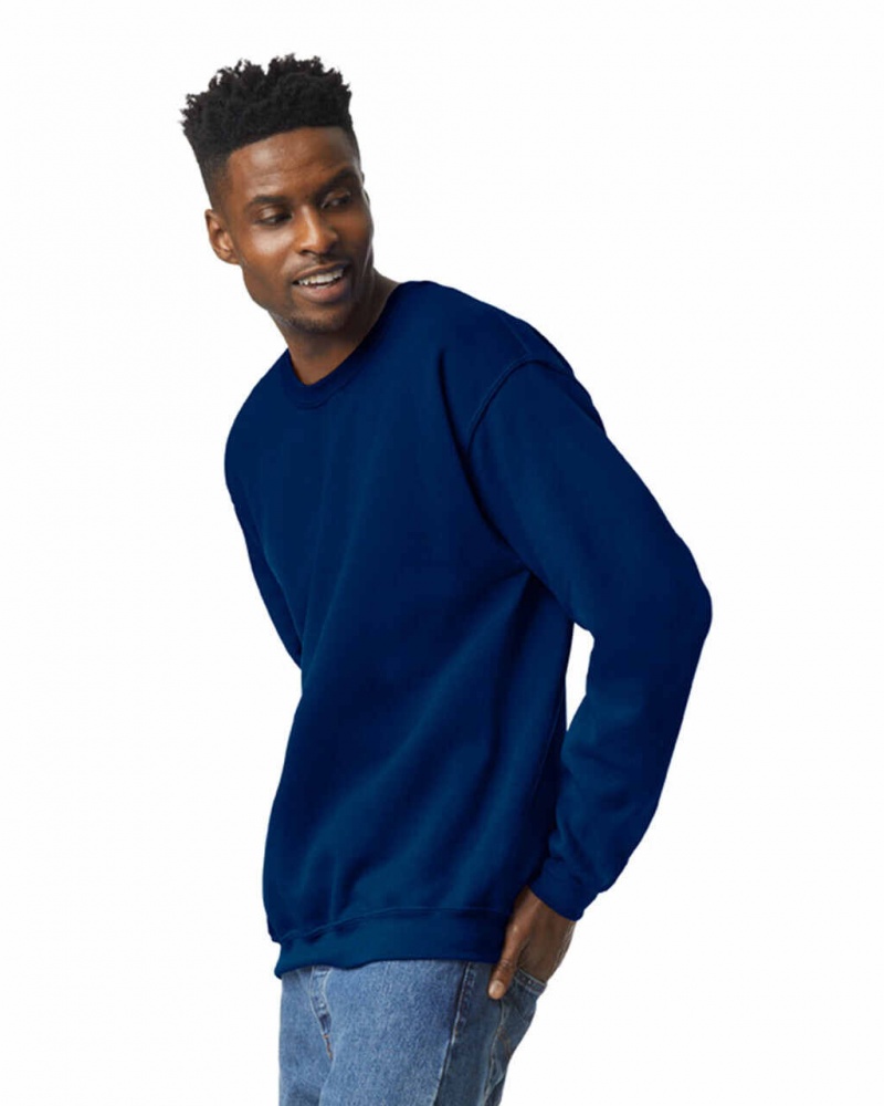 Navy Gildan 18000 Crewneck Sweatshirt Men's Sweatshirt | YZPD82734