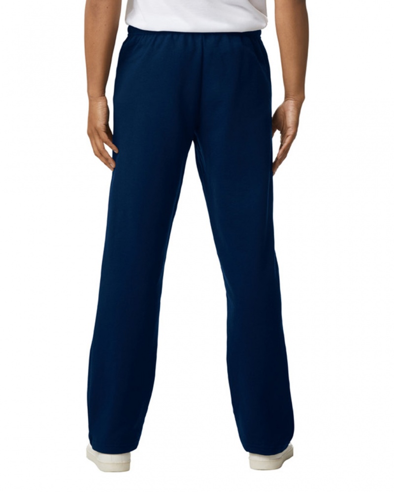 Navy Gildan 18400 Open Bottom Sweatpants Men's Sweatpants | UWOY98760