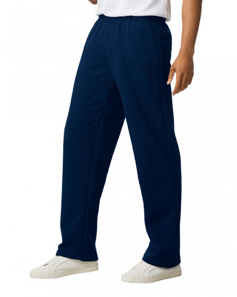 Navy Gildan 18400 Open Bottom Sweatpants Men's Sweatpants | UWOY98760