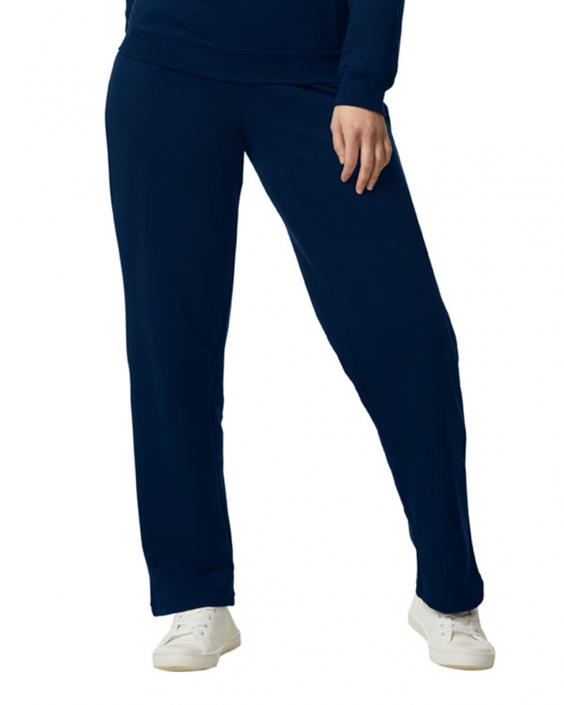 Navy Gildan 18400 Open Bottom Women's Sweatpants | UZTI26851