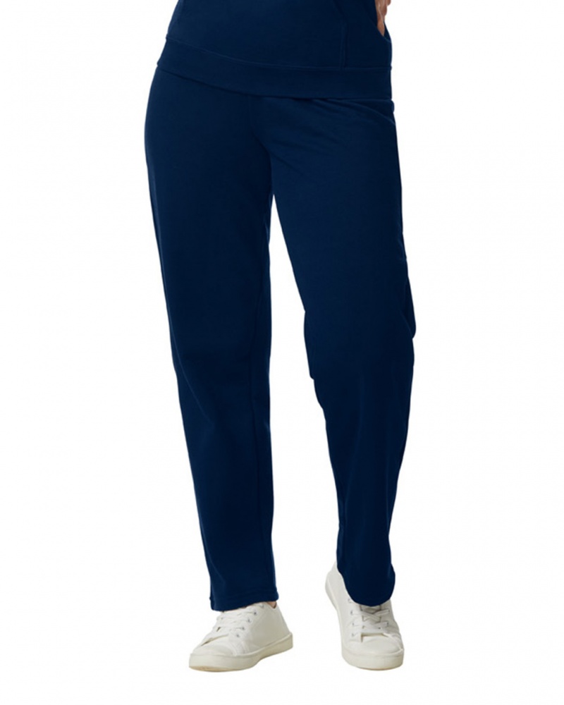 Navy Gildan 18400 Open Bottom Women's Sweatpants | UZTI26851