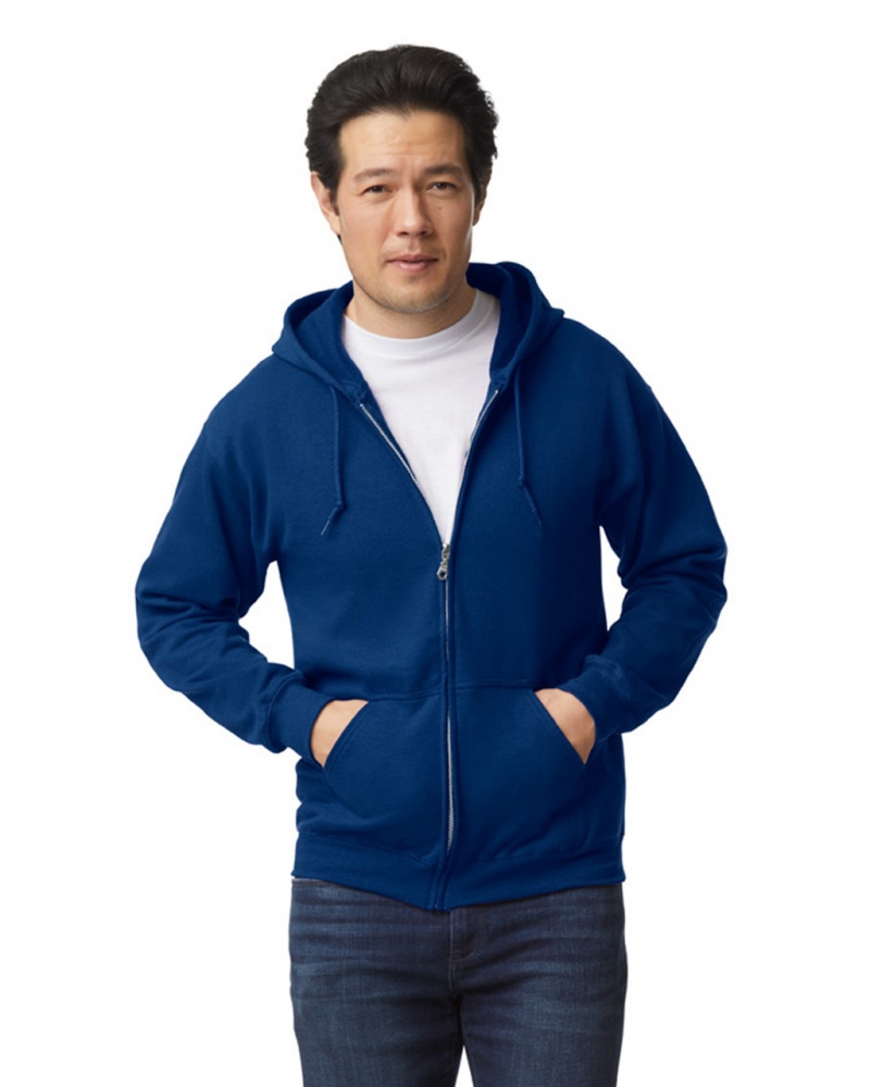 Navy Gildan 18600 Full Zip Hoodie Men\'s Hoodie | TBNO67482