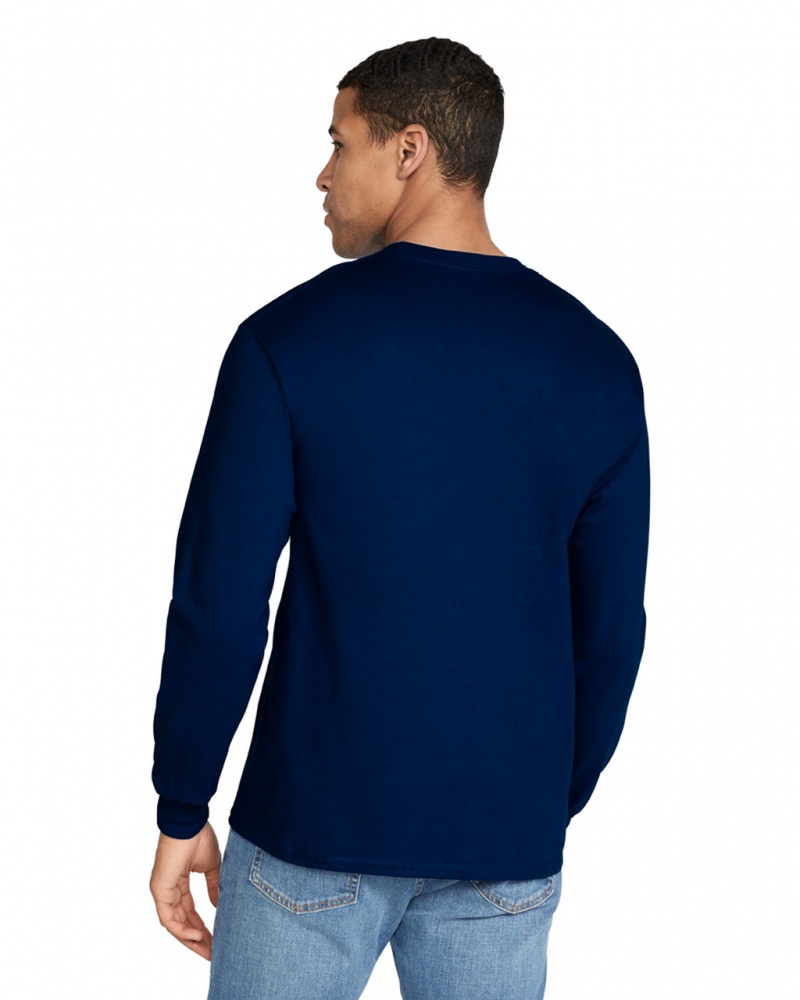 Navy Gildan 2400 Long Sleeve Men's T-Shirts | PDSZ50972