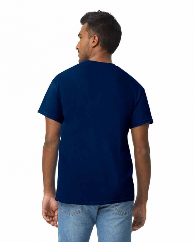 Navy Gildan 5000 Men's T-Shirts | RUGA72185