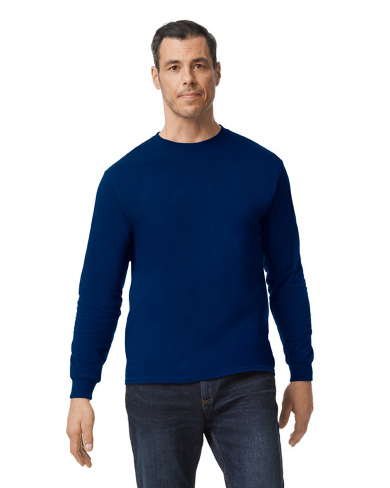 Navy Gildan 5400 Long Sleeve Men\'s T-Shirts | QPDI21834