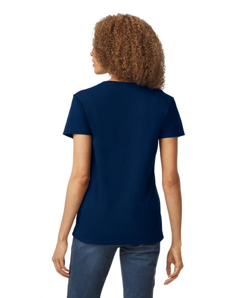 Navy Gildan 5V00L V-Neck Women's T-Shirts | UFBY75014