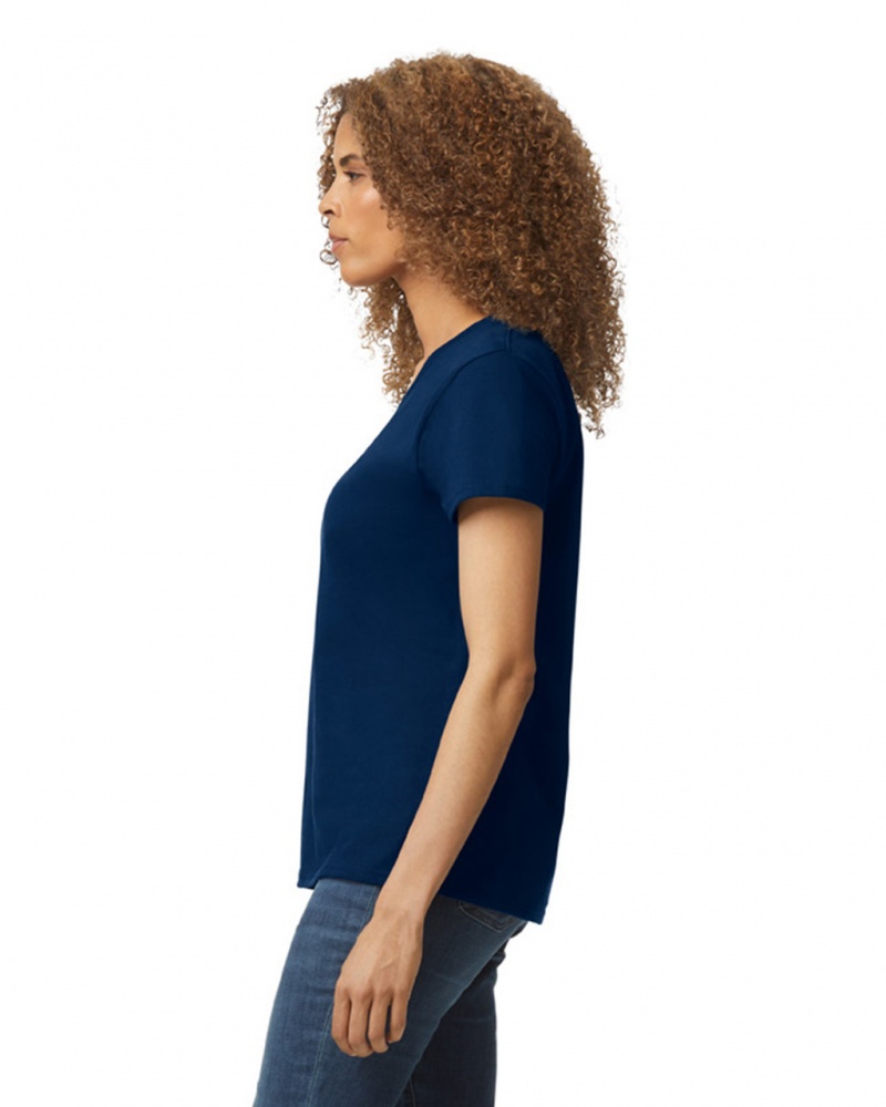 Navy Gildan 5V00L V-Neck Women's T-Shirts | UFBY75014