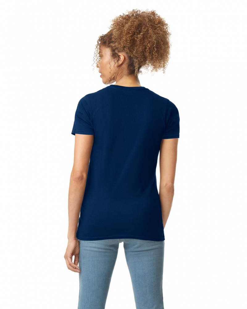 Navy Gildan 64000L Women's T-Shirts | UWJZ27318