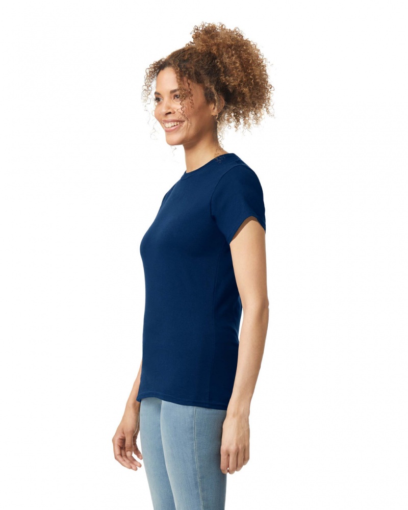 Navy Gildan 64000L Women's T-Shirts | UWJZ27318