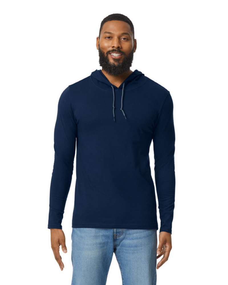 Navy Gildan 987 Long Sleeve Hoodie Men\'s Hoodie | ISFP41836