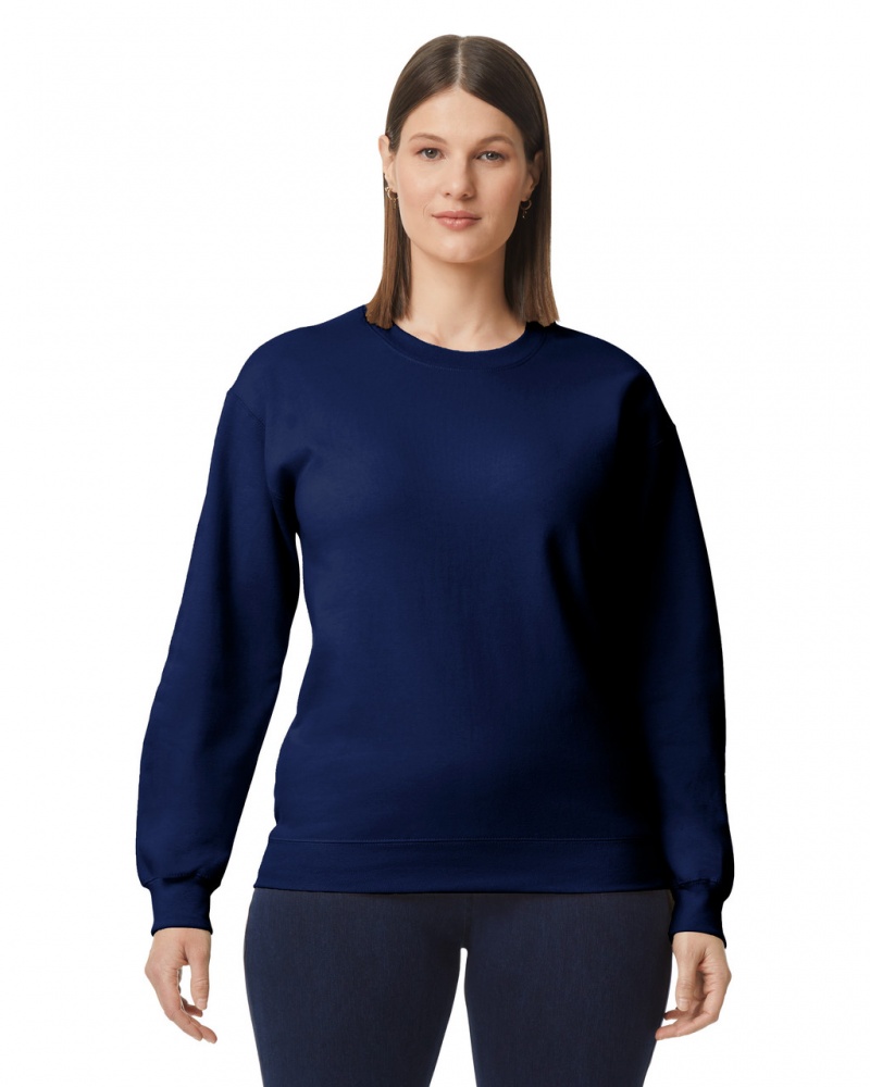 Navy Gildan SF000 Midweight Fleece Crewneck Women\'s Sweatshirt | MVYJ45692