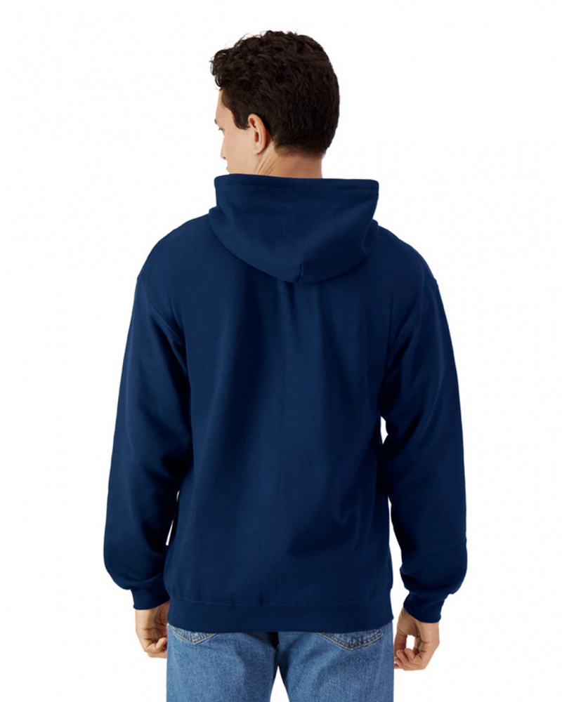 Navy Gildan SF600 Midweight Fleece Full Zip Hoodie Men's Sweatshirt | USXR84256