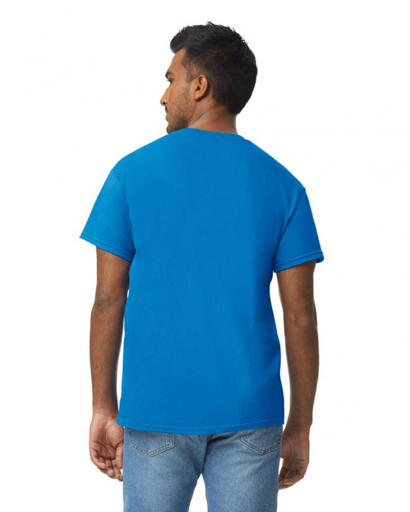 Neon Blue Gildan 5000 Men's T-Shirts | TSEV36418