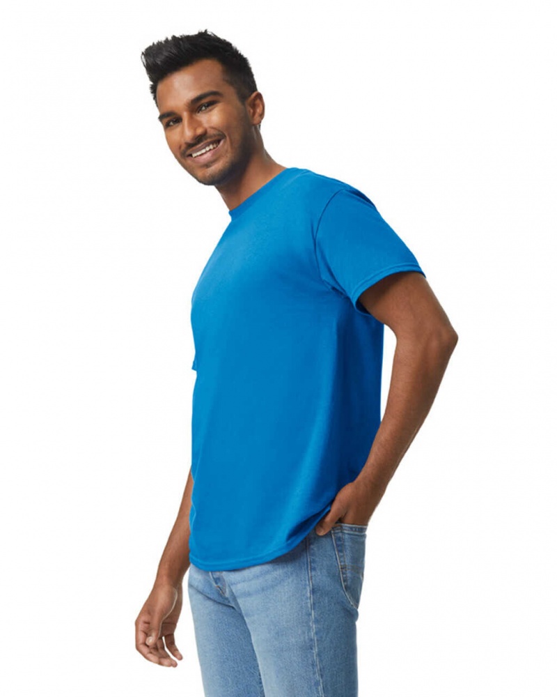 Neon Blue Gildan 5000 Men's T-Shirts | TSEV36418