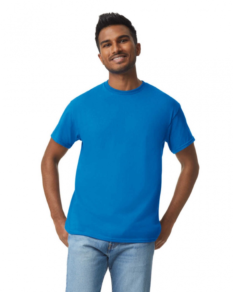 Neon Blue Gildan 5000 Men\'s T-Shirts | TSEV36418