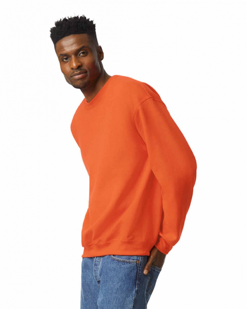 Orange Gildan 18000 Crewneck Sweatshirt Men's Sweatshirt | STFL26043