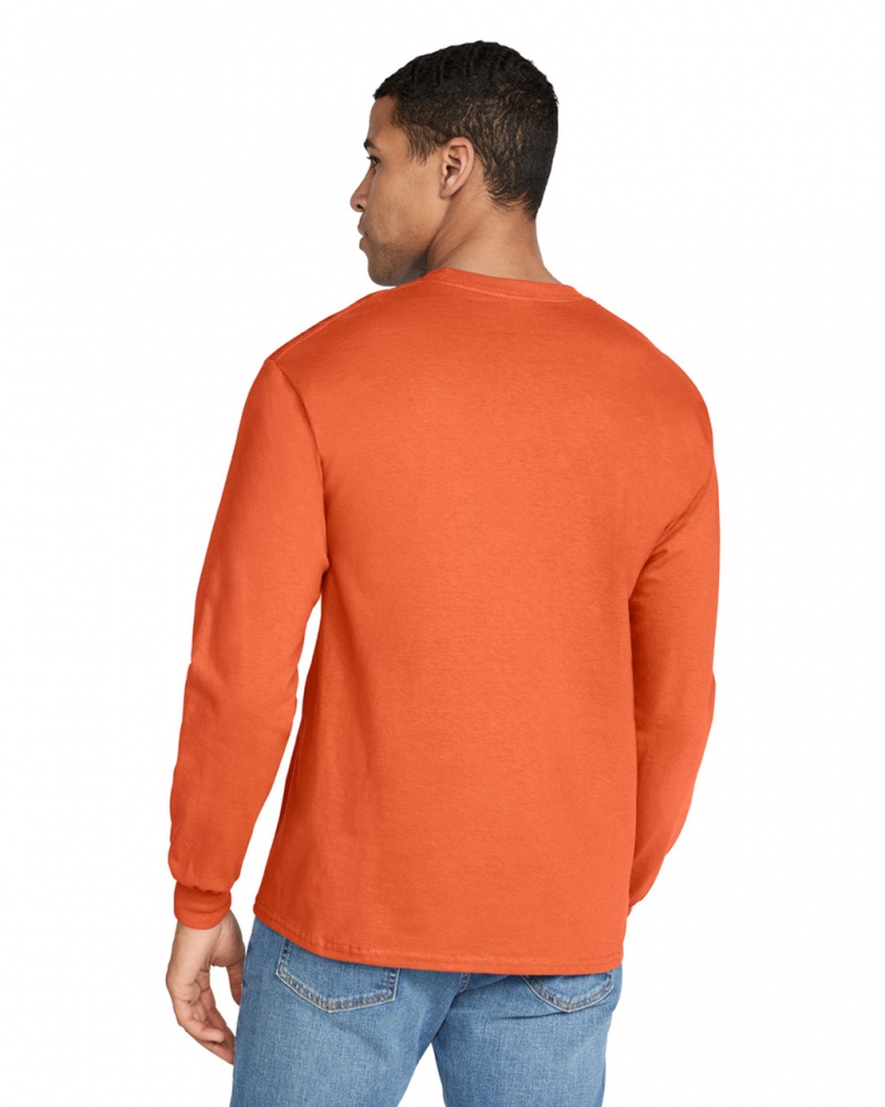 Orange Gildan 2400 Long Sleeve Men's T-Shirts | GQJT58329