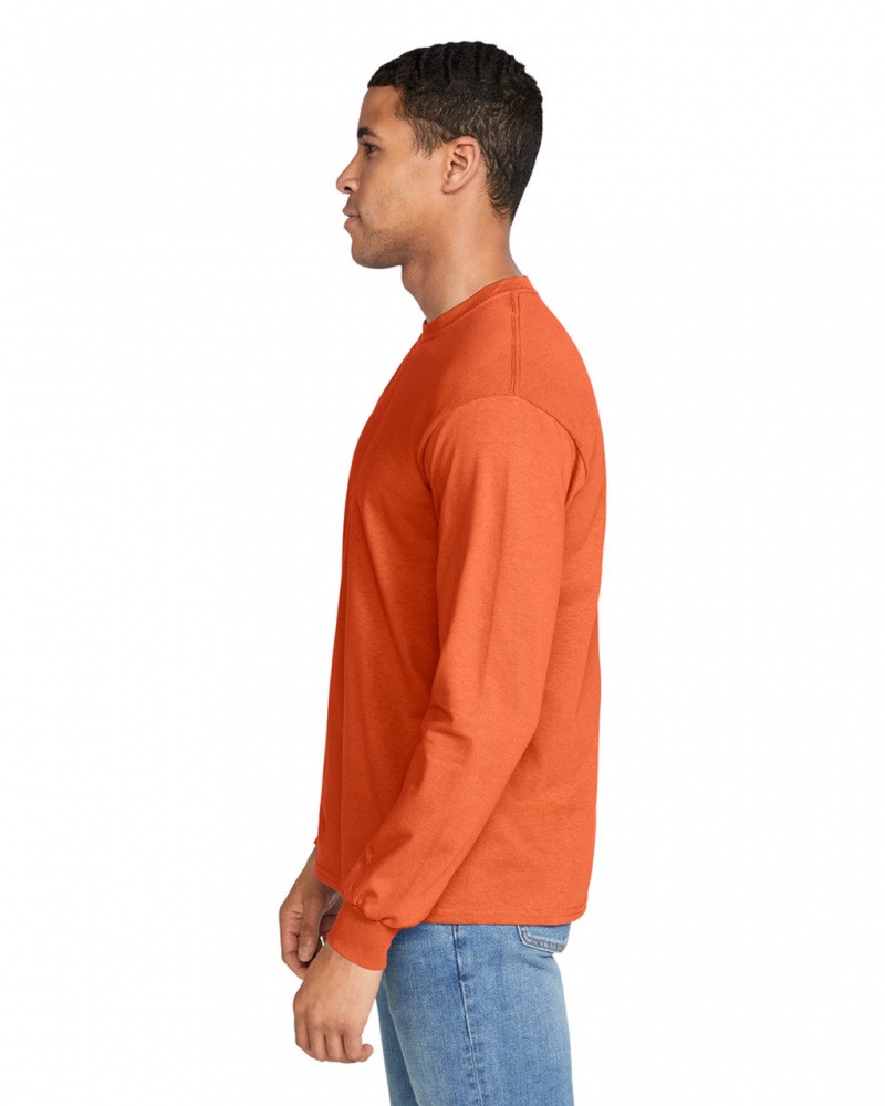 Orange Gildan 2400 Long Sleeve Men's T-Shirts | GQJT58329