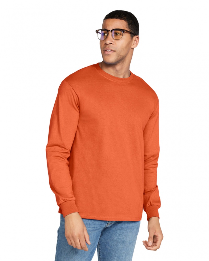 Orange Gildan 2400 Long Sleeve Men\'s T-Shirts | GQJT58329