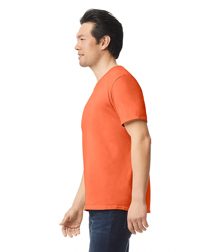 Orange Gildan 64000 Men's T-Shirts | IUBR91065