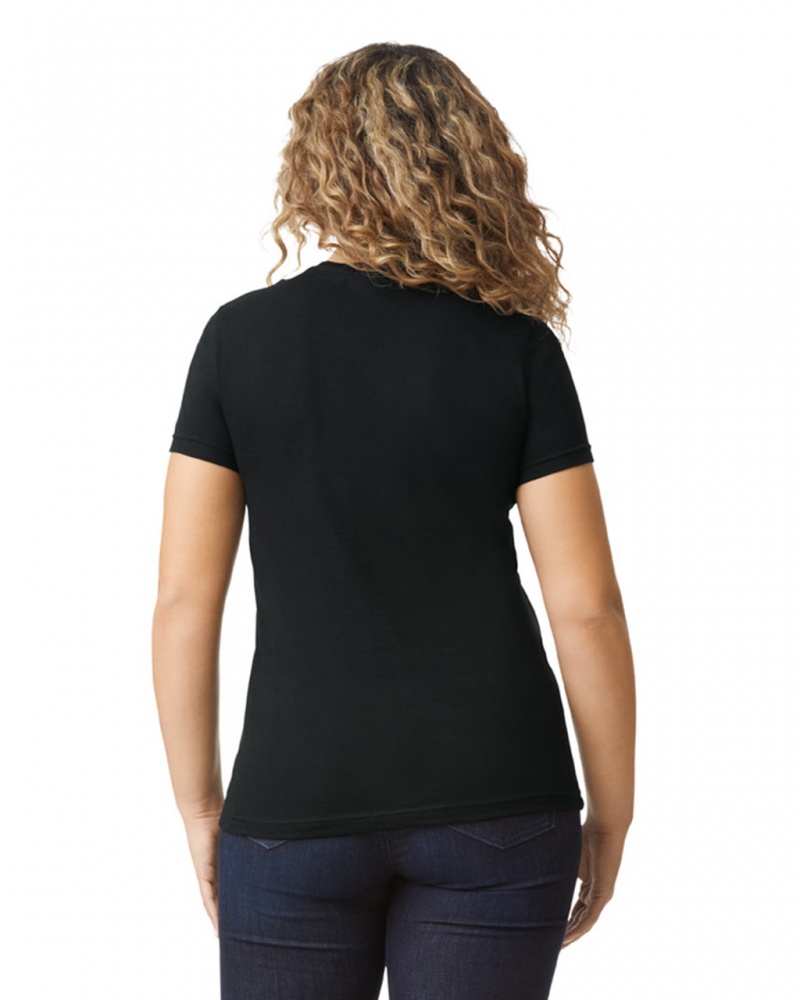 Pitch Black Gildan 67000L CVC Women's T-Shirts | UNPQ76143