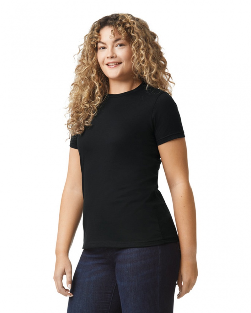 Pitch Black Gildan 67000L CVC Women's T-Shirts | UNPQ76143