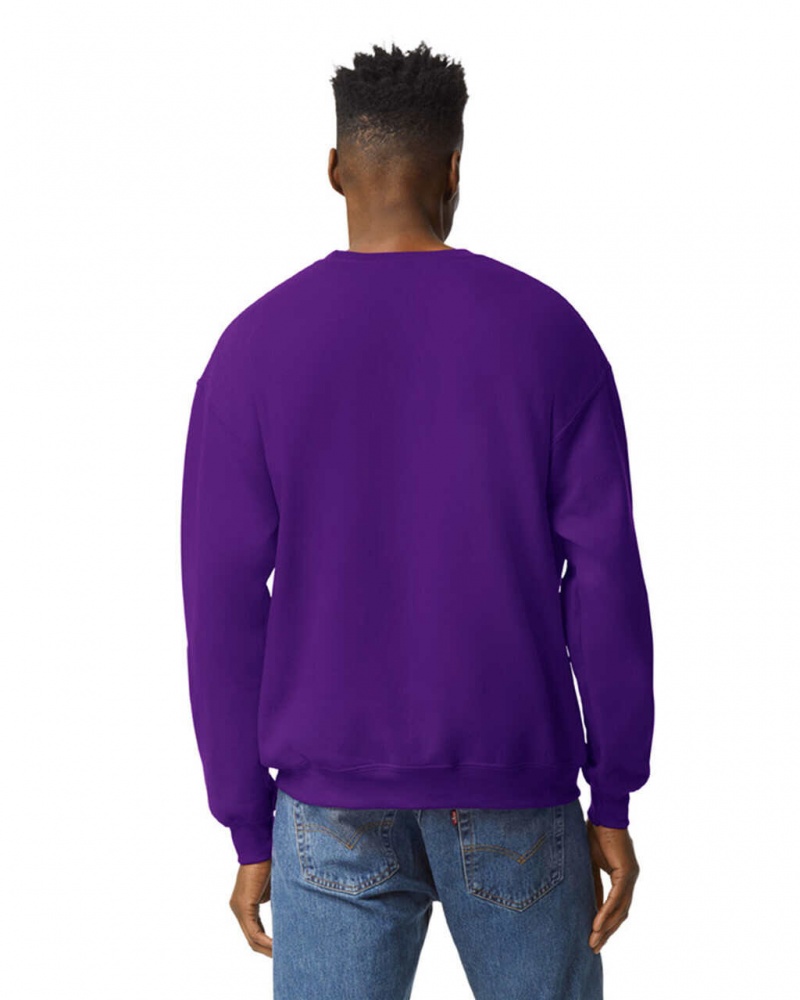 Purple Gildan 18000 Crewneck Sweatshirt Men's Sweatshirt | VYMJ97460