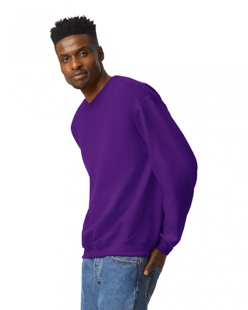 Purple Gildan 18000 Crewneck Sweatshirt Men's Sweatshirt | VYMJ97460