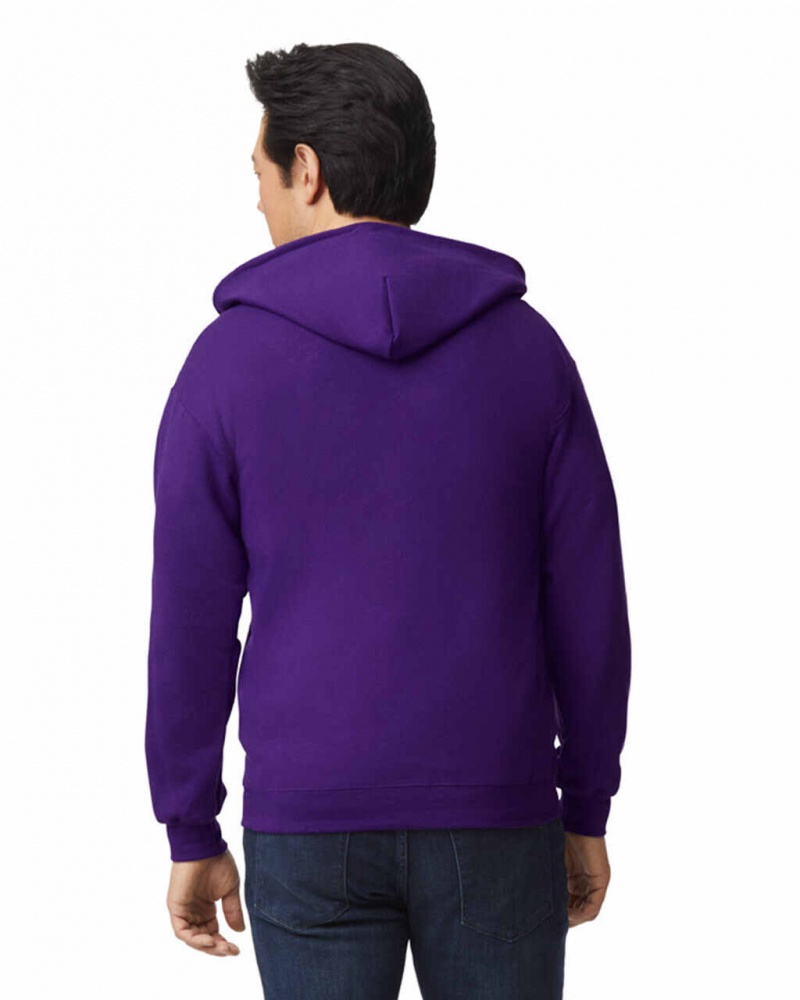 Purple Gildan 18600 Full Zip Hoodie Men's Sweatshirt | ZUWX59018