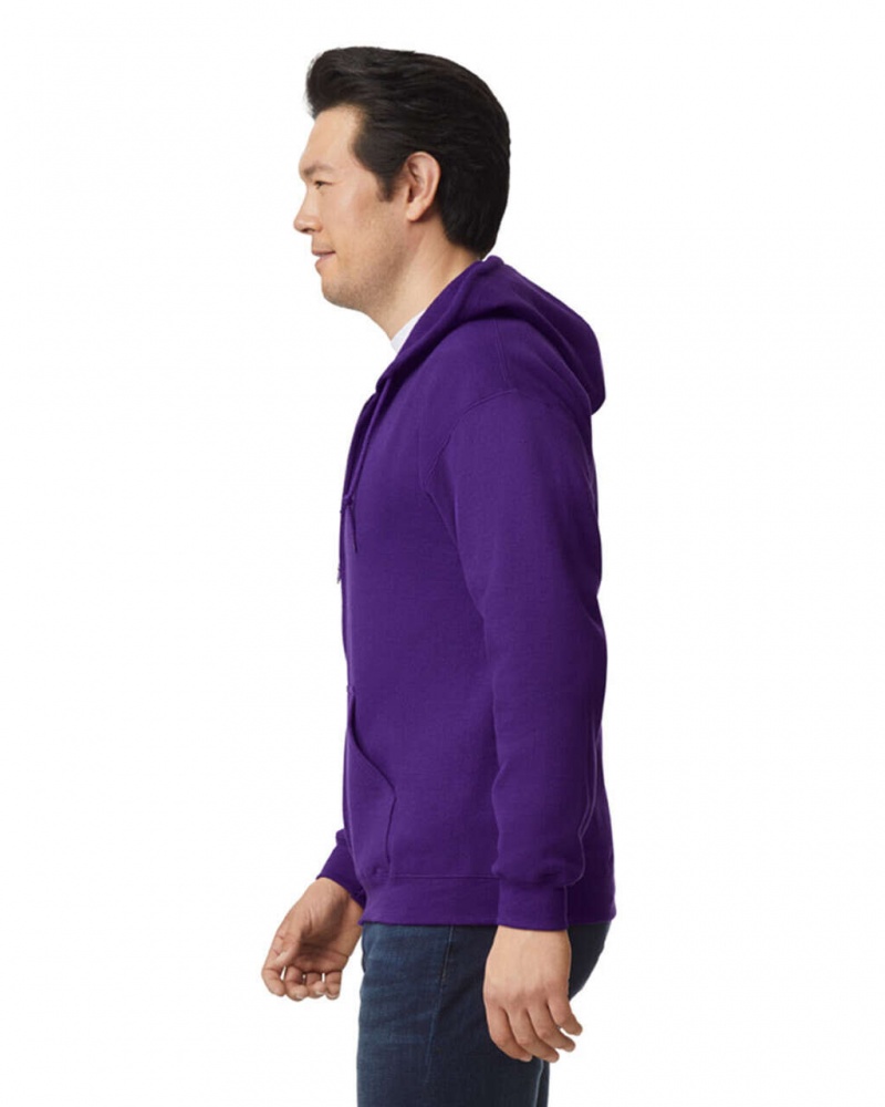 Purple Gildan 18600 Full Zip Hoodie Men's Sweatshirt | ZUWX59018