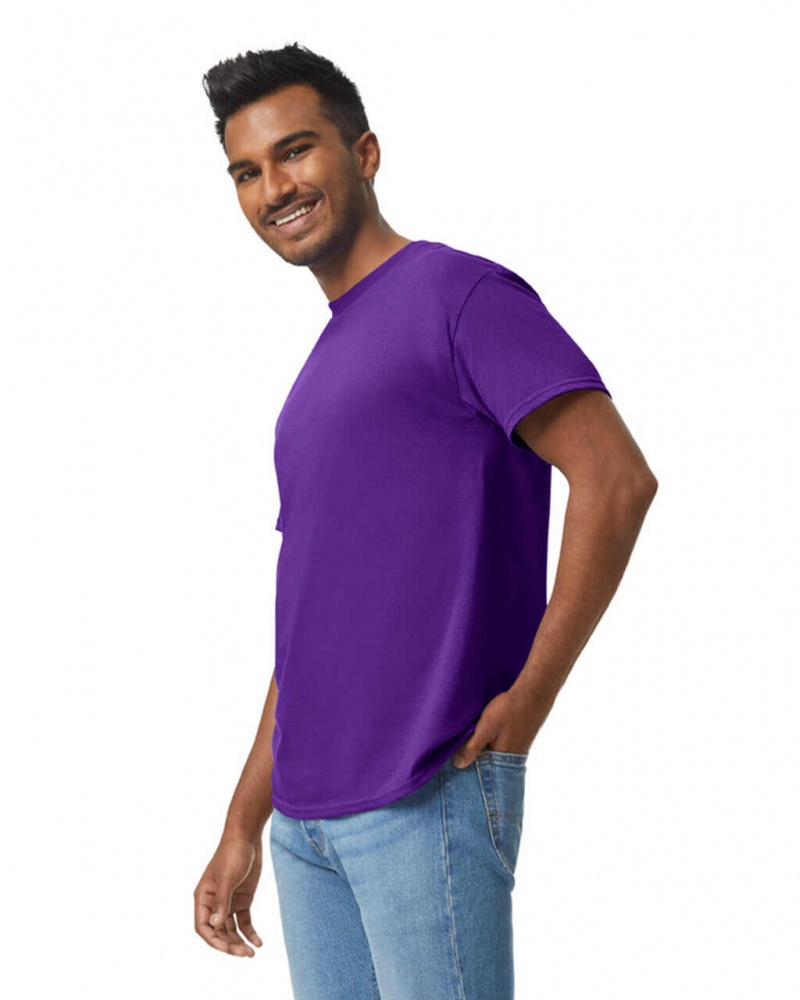 Purple Gildan 5000 Men's T-Shirts | LHWY71589