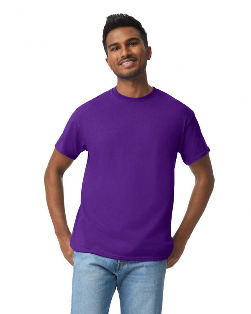 Purple Gildan 5000 Men\'s T-Shirts | LHWY71589