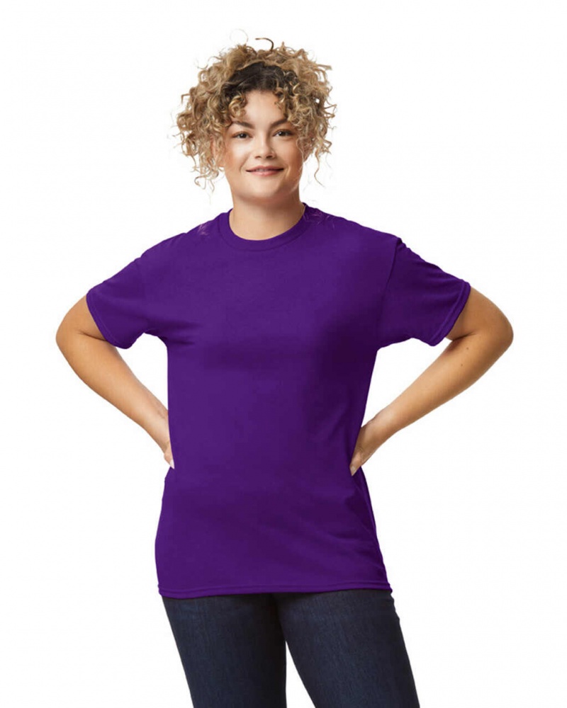 Purple Gildan 8000 Women\'s T-Shirts | KHRZ21689