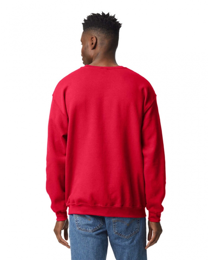 Red Gildan 18000 Crewneck Sweatshirt Men's Sweatshirt | ZDGV37592