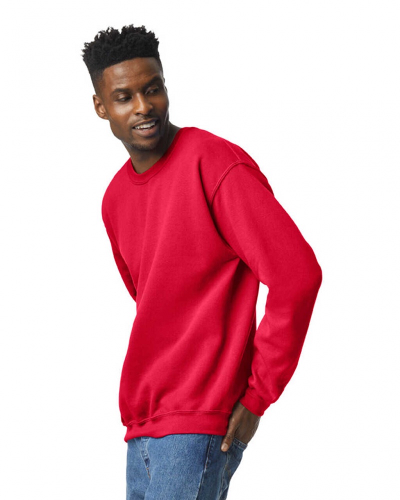 Red Gildan 18000 Crewneck Sweatshirt Men's Sweatshirt | ZDGV37592