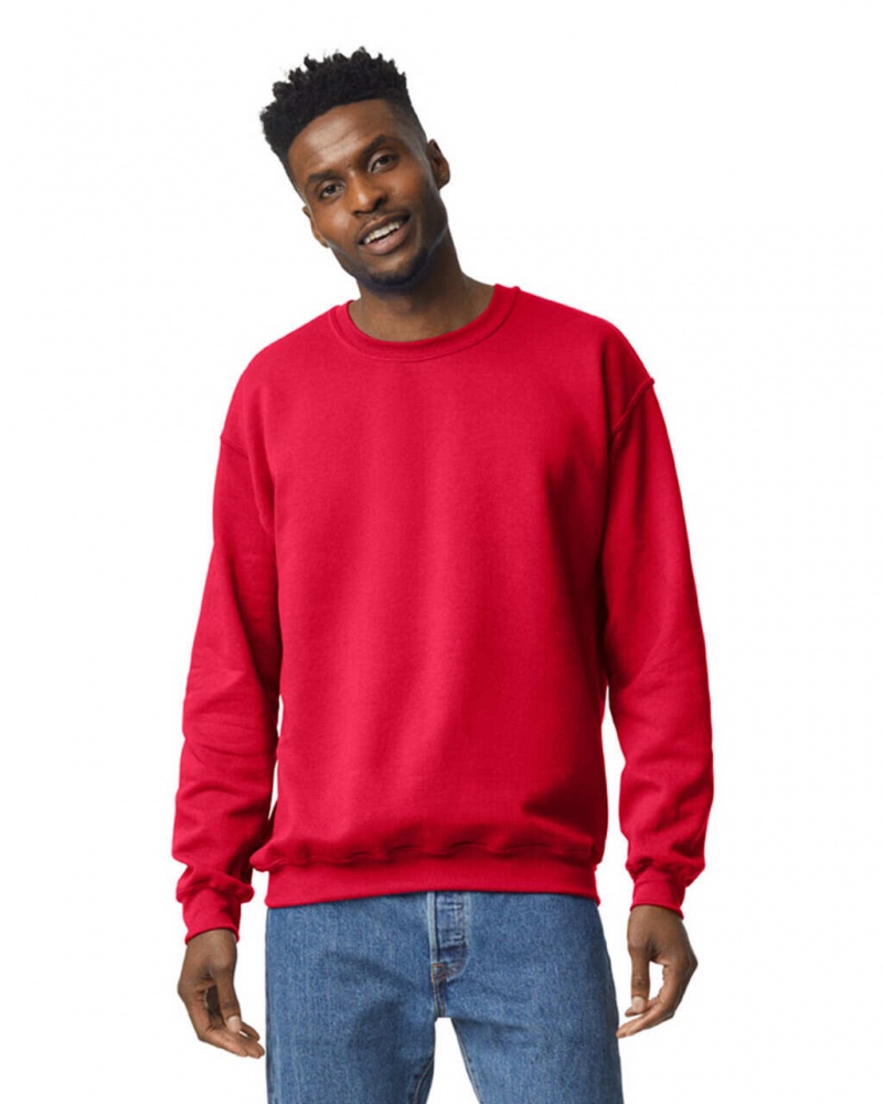 Red Gildan 18000 Crewneck Sweatshirt Men\'s Sweatshirt | ZDGV37592