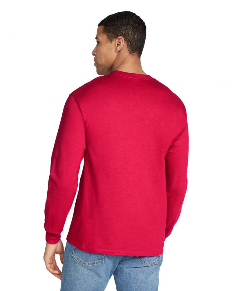 Red Gildan 2400 Long Sleeve Men's T-Shirts | SFRK25613