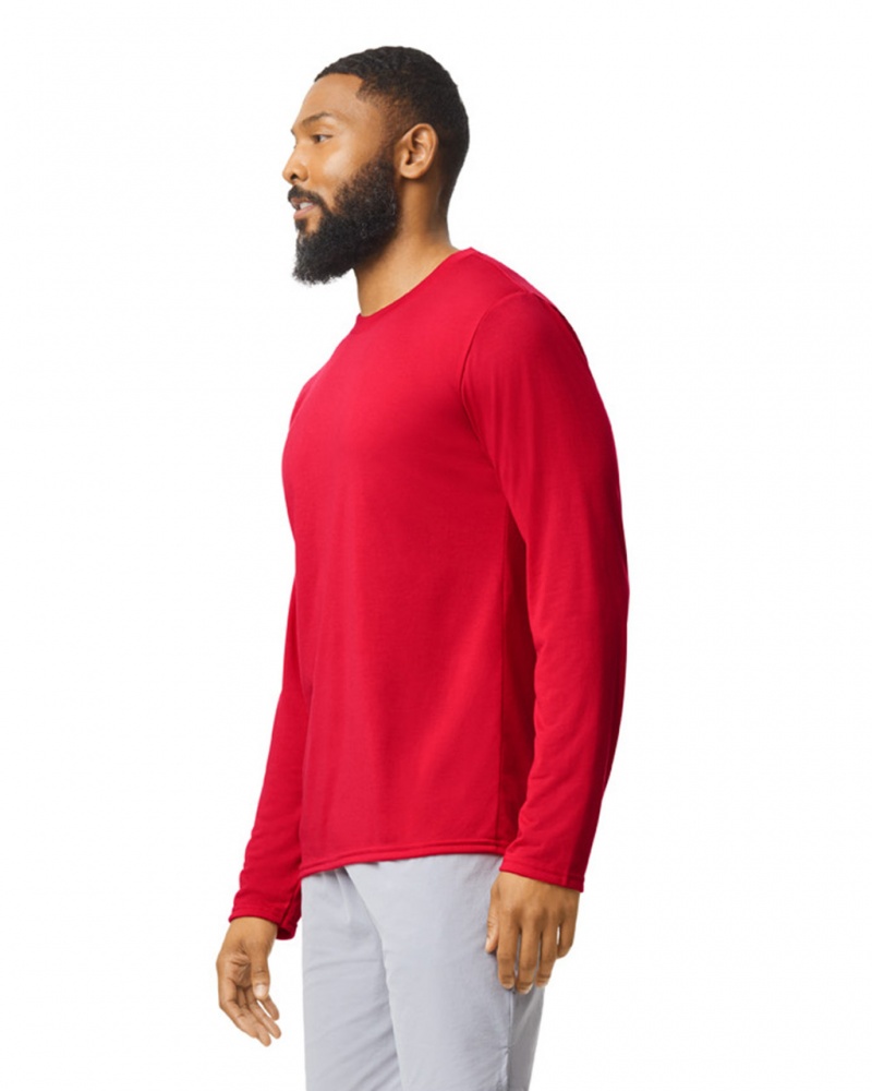 Red Gildan 42400 Long Sleeve Men's T-Shirts | GSRA02471